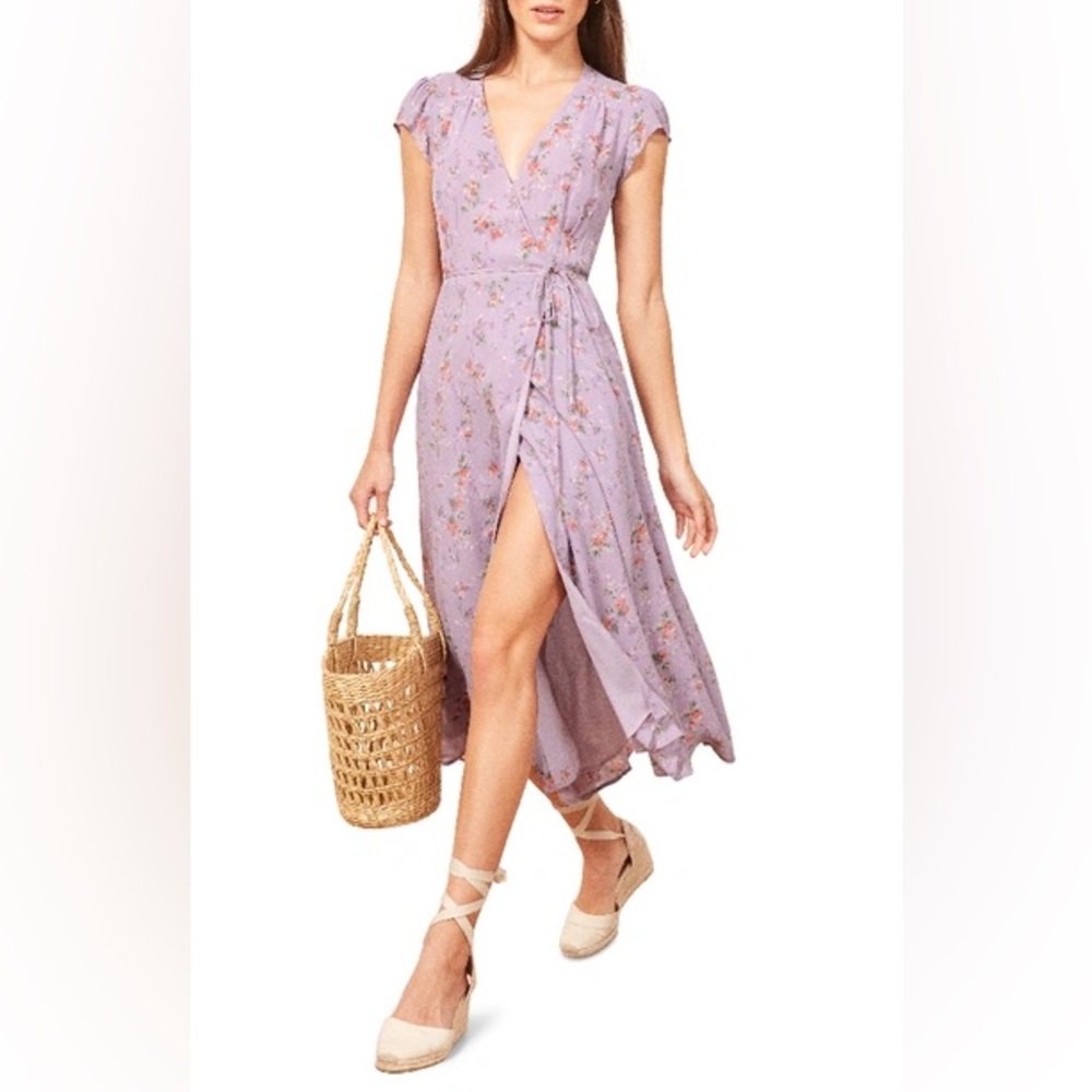 Reformation Carina Wrap Midi Dress in Yvette